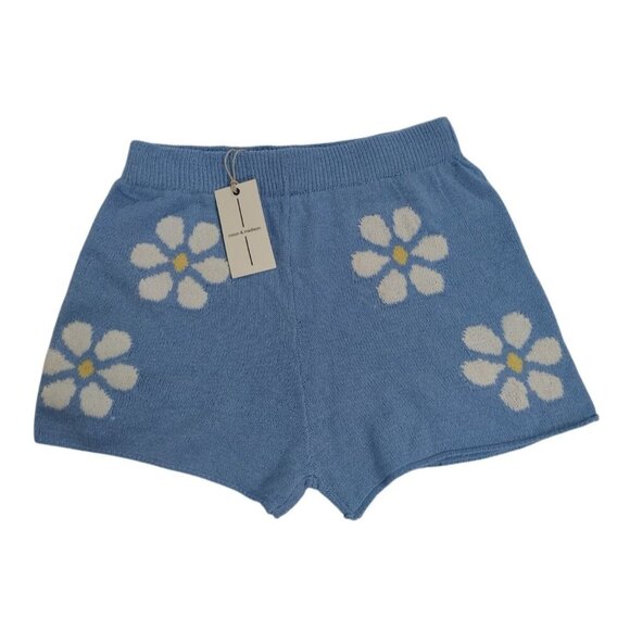 Moon & Madison Light Blue Knit Floral Pattern Women's Shorts XS, NWT. - Picture 3 of 6